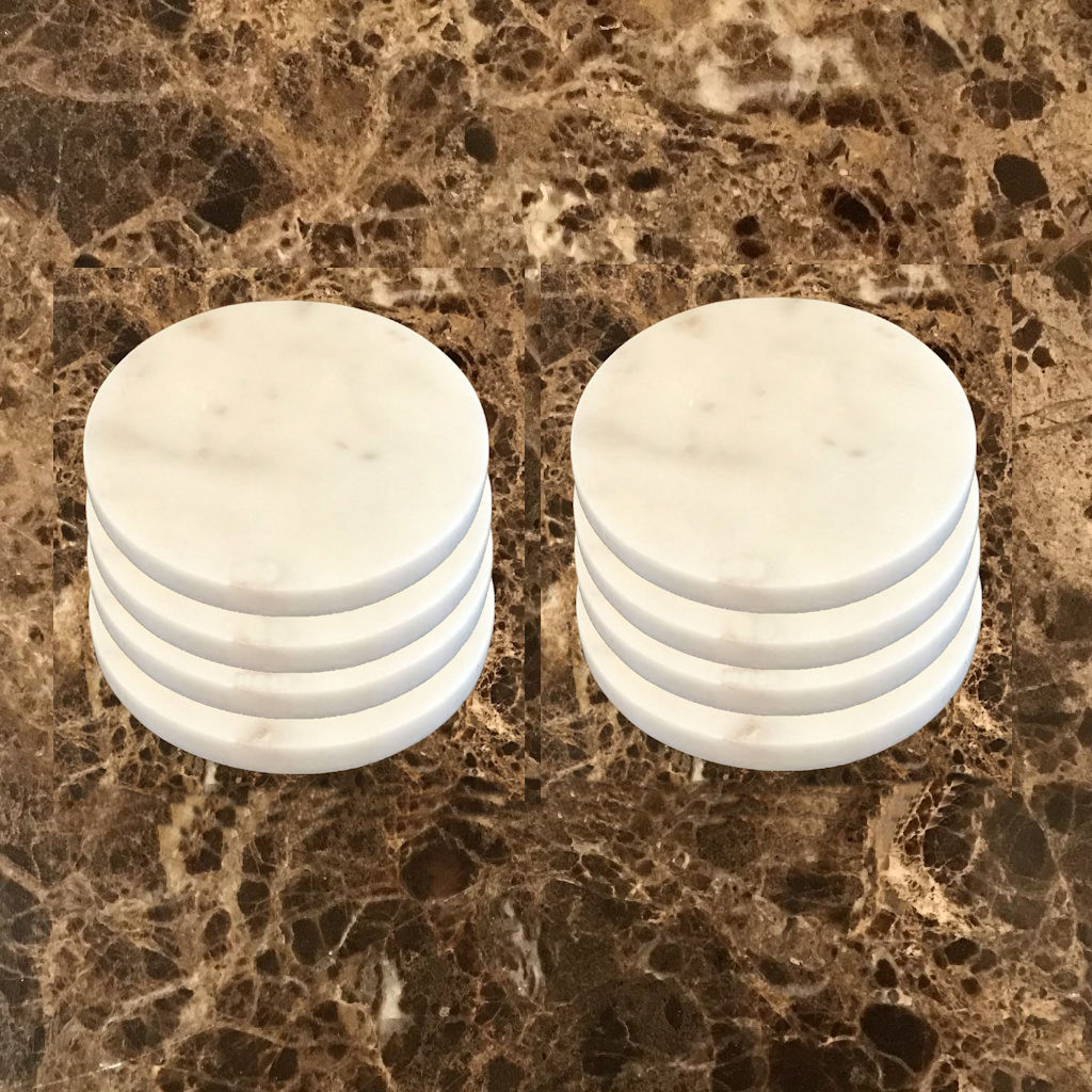 Round White Marble Coasters Adds Vibrancy To Any Setting 
